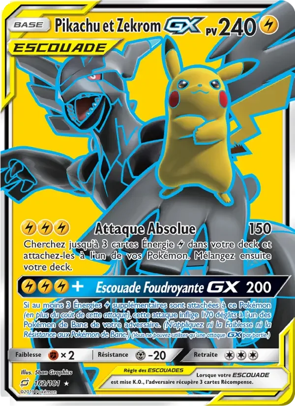 Carte Pikachu et Zekrom GX