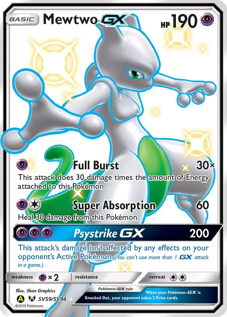 Carte Pokémon Mewtwo-GX — Destinées Occultes