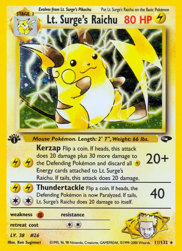 Carte Lt. Surge's Raichu