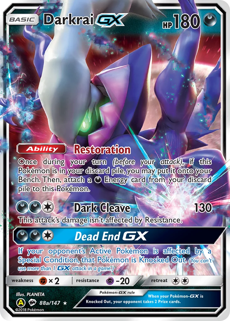Carte Pokémon Darkrai-GX — Ombres Ardentes