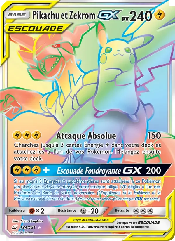 Carte Pikachu et Zekrom GX