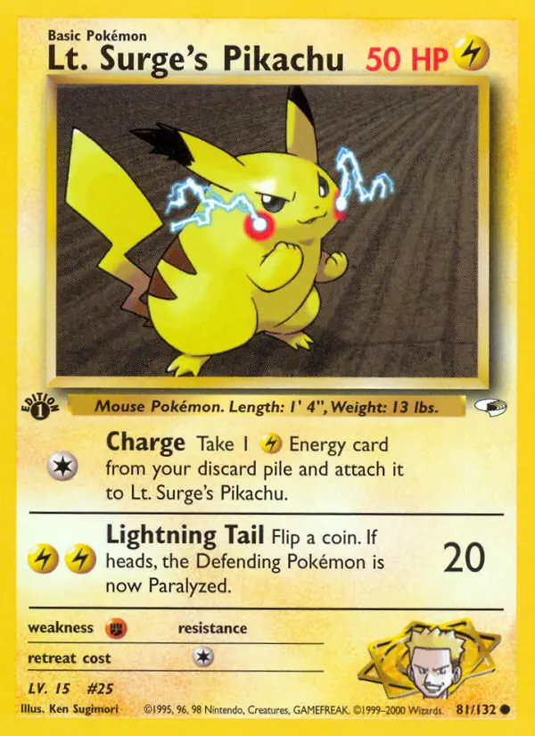Carte Lt. Surge's Pikachu