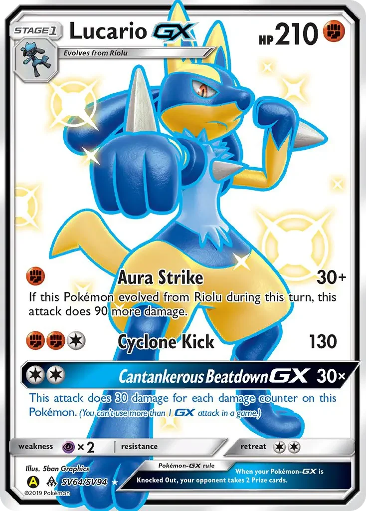 Carte Pokémon Lucario-GX — Destinées Occultes