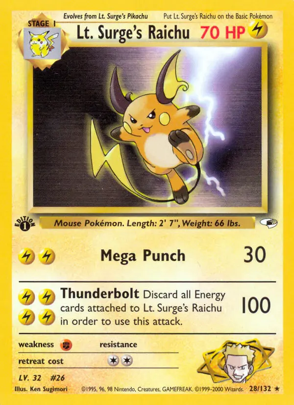 Carte Lt. Surge's Raichu