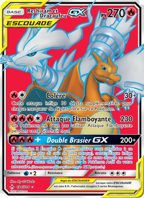 Carte Reshiram et Dracaufeu GX