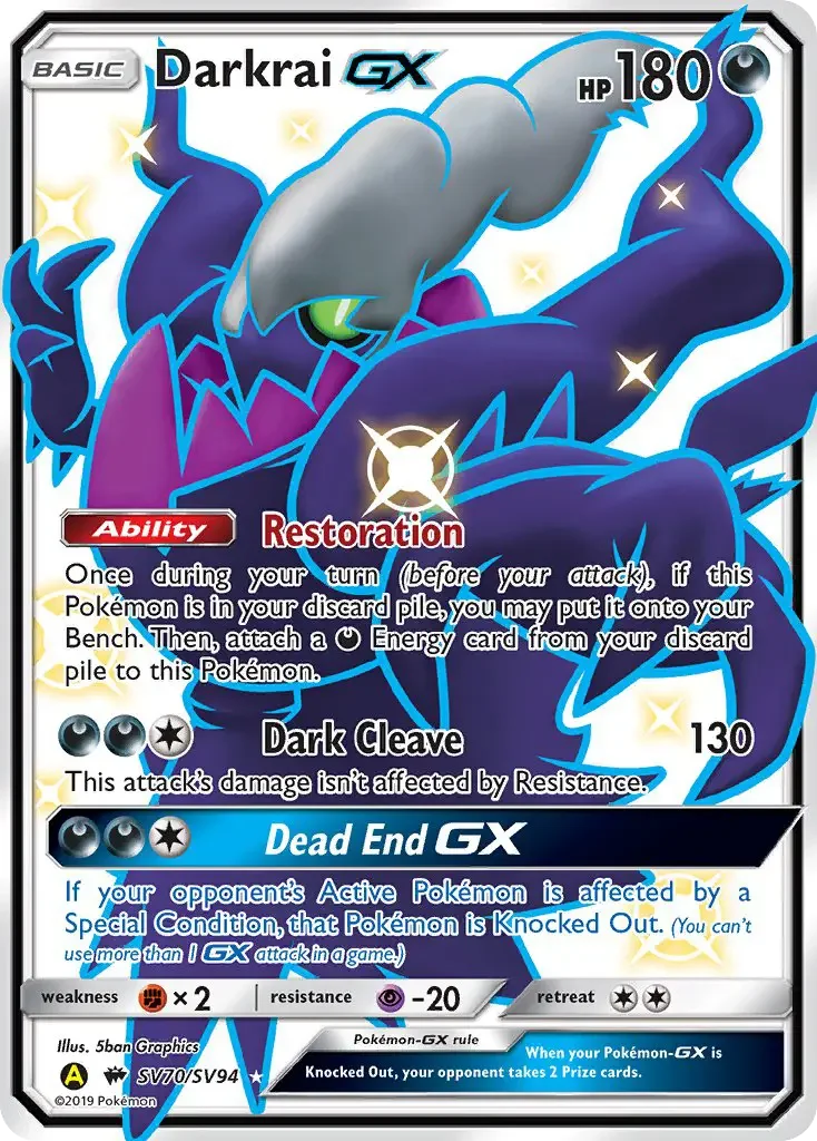 Carte Pokémon Darkrai-GX — Destinées Occultes