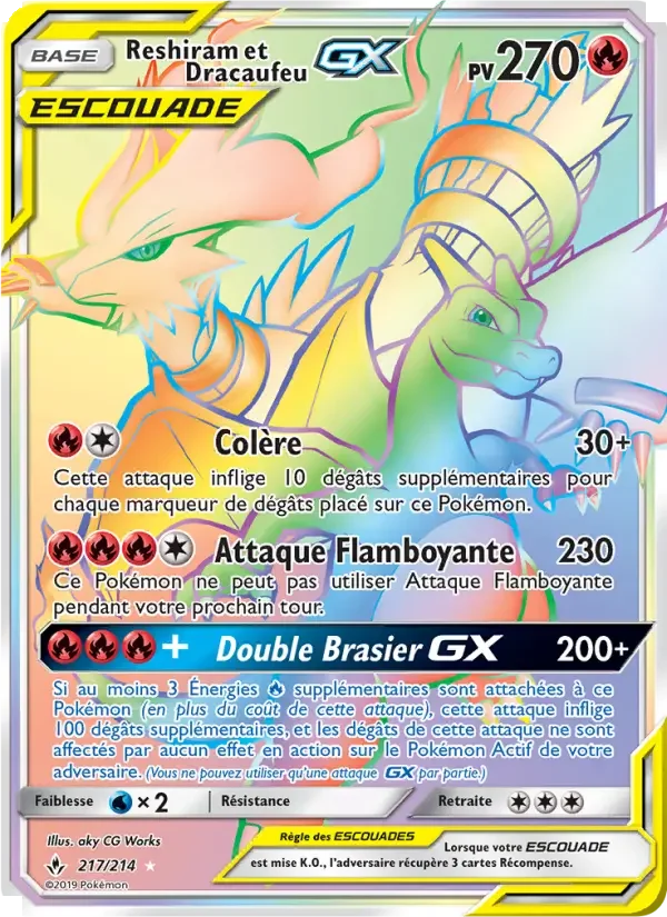 Carte Reshiram et Dracaufeu GX