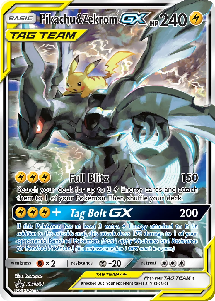 Carte Pikachu et Zekrom GX